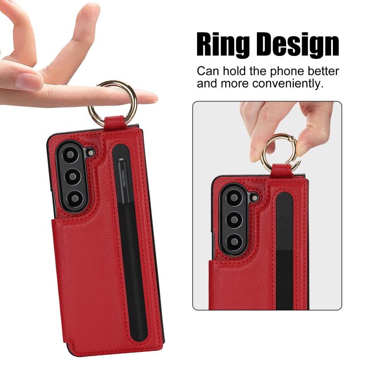 For Samsung Galaxy Z Fold7 Litchi Texture Double Buckle Leather Phone Case with Pen Slot