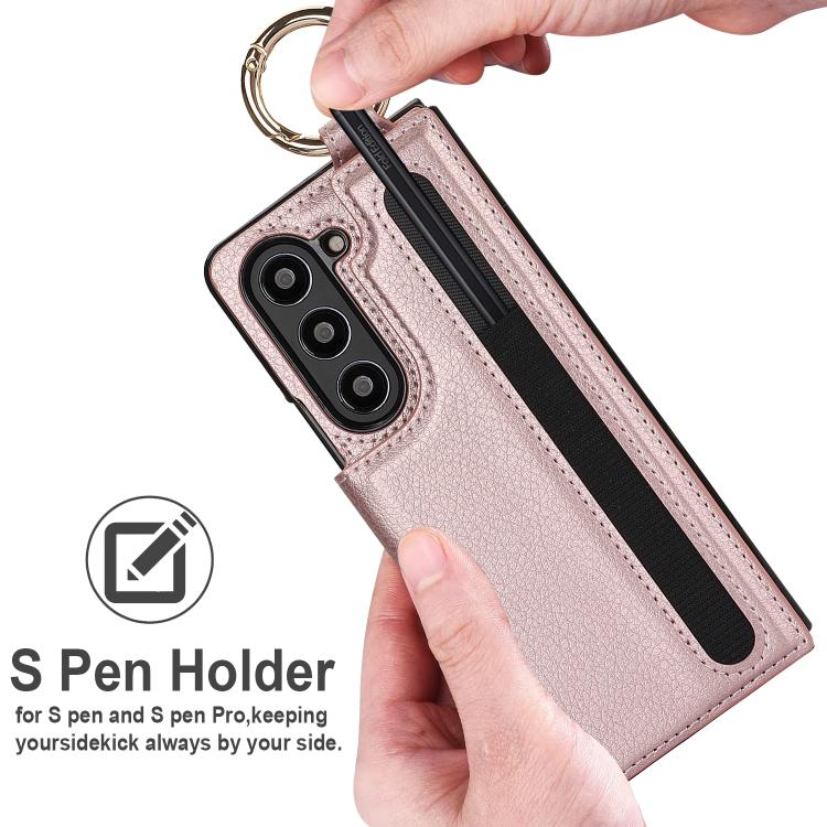 For Samsung Galaxy Z Fold7 Litchi Texture Double Buckle Leather Phone Case with Pen Slot