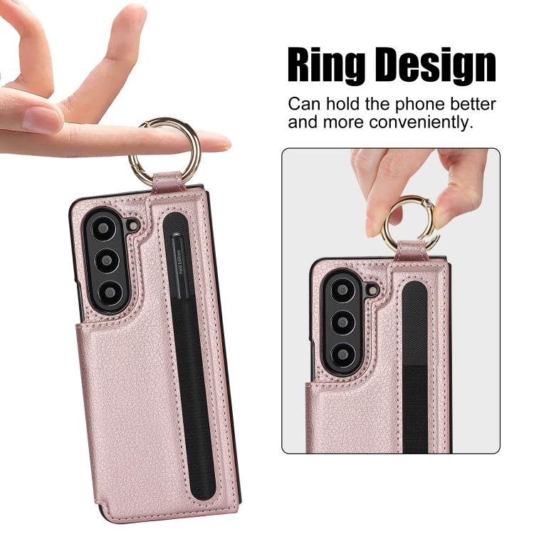 For Samsung Galaxy Z Fold7 Litchi Texture Double Buckle Leather Phone Case with Pen Slot