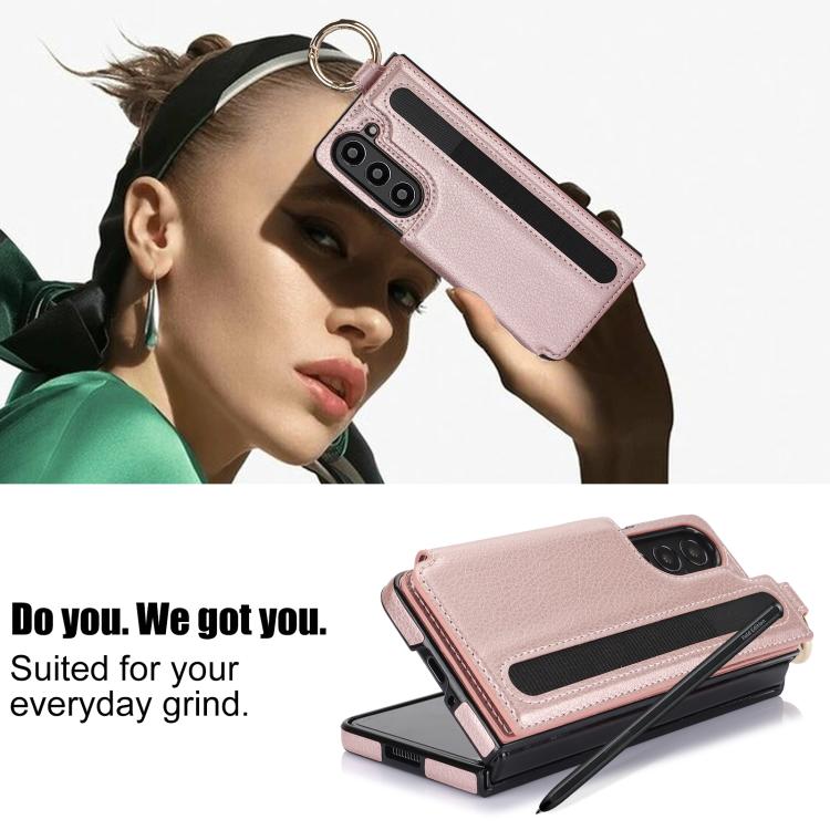 For Samsung Galaxy Z Fold7 Litchi Texture Double Buckle Leather Phone Case with Pen Slot
