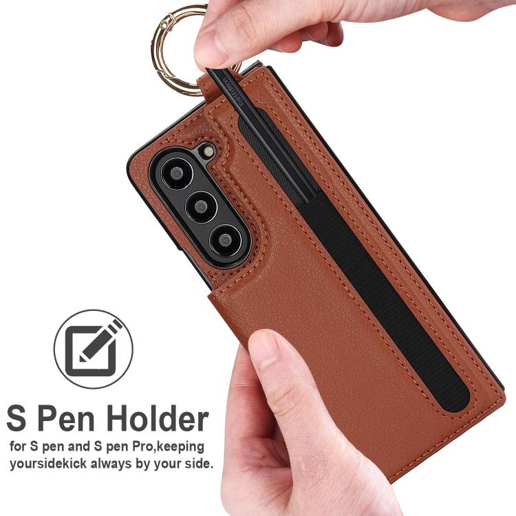 For Samsung Galaxy Z Fold7 Litchi Texture Double Buckle Leather Phone Case with Pen Slot