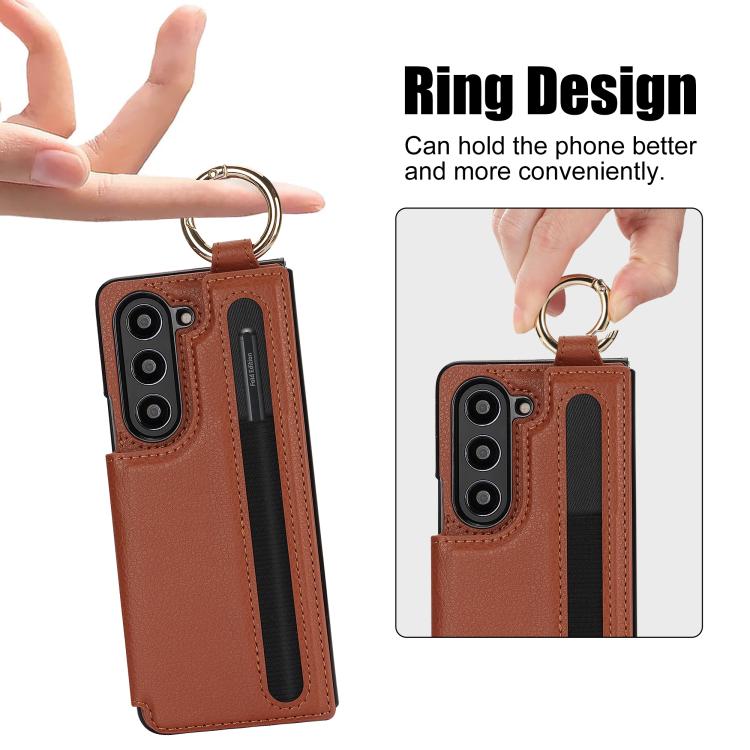 For Samsung Galaxy Z Fold7 Litchi Texture Double Buckle Leather Phone Case with Pen Slot