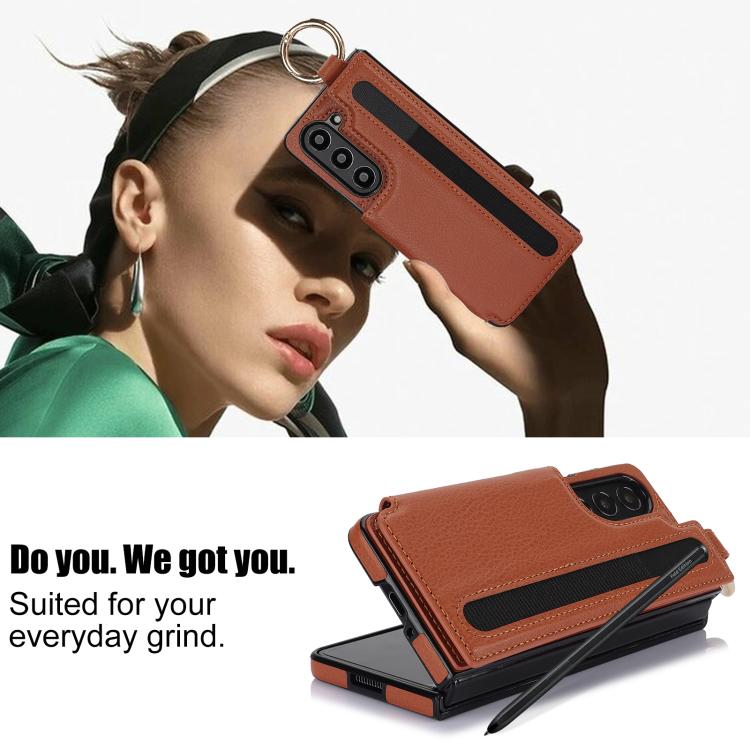For Samsung Galaxy Z Fold7 Litchi Texture Double Buckle Leather Phone Case with Pen Slot