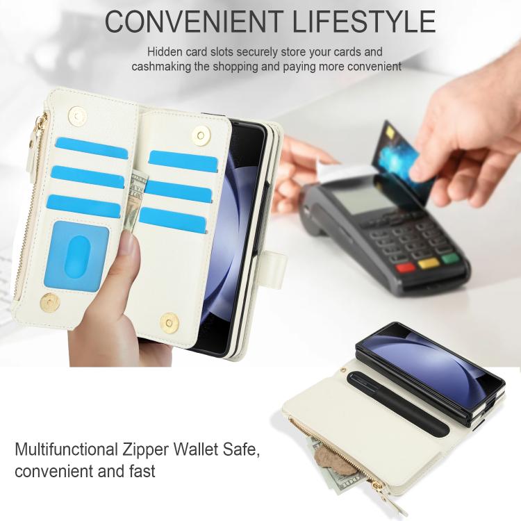 For Samsung Galaxy Z Fold7 Solid Color Wristband Wallet Folding Leather Phone Case with Lanyard