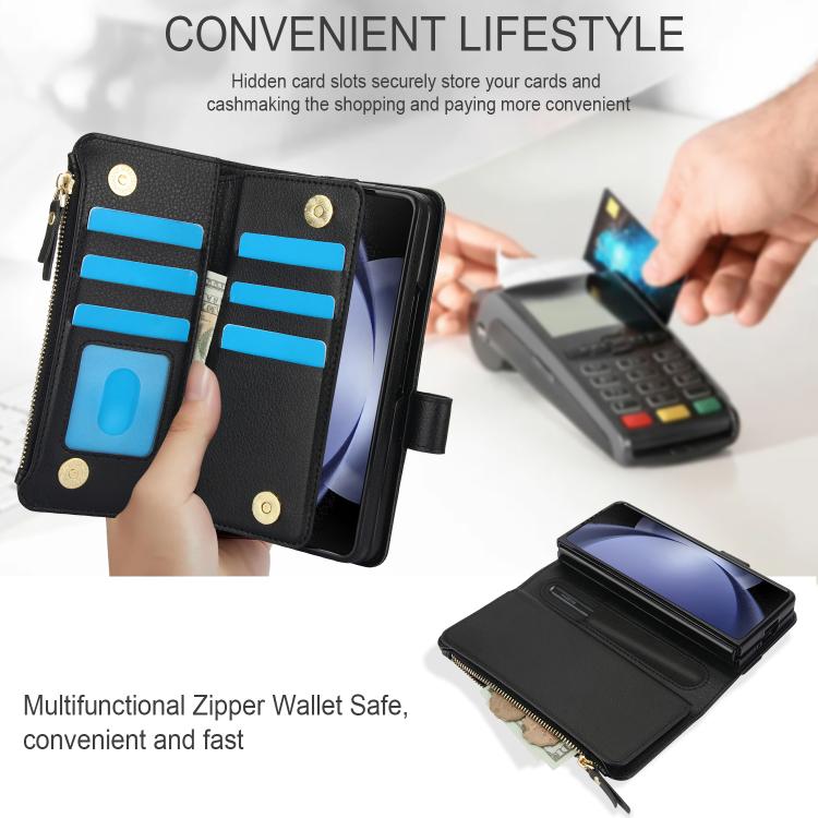 For Samsung Galaxy Z Fold7 Solid Color Wristband Wallet Folding Leather Phone Case with Lanyard