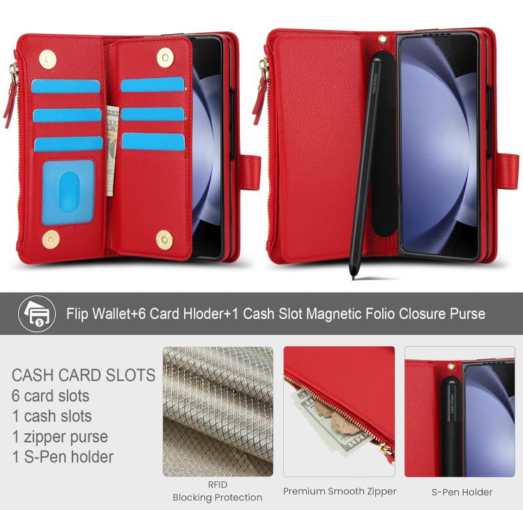 For Samsung Galaxy Z Fold7 Solid Color Wristband Wallet Folding Leather Phone Case with Lanyard