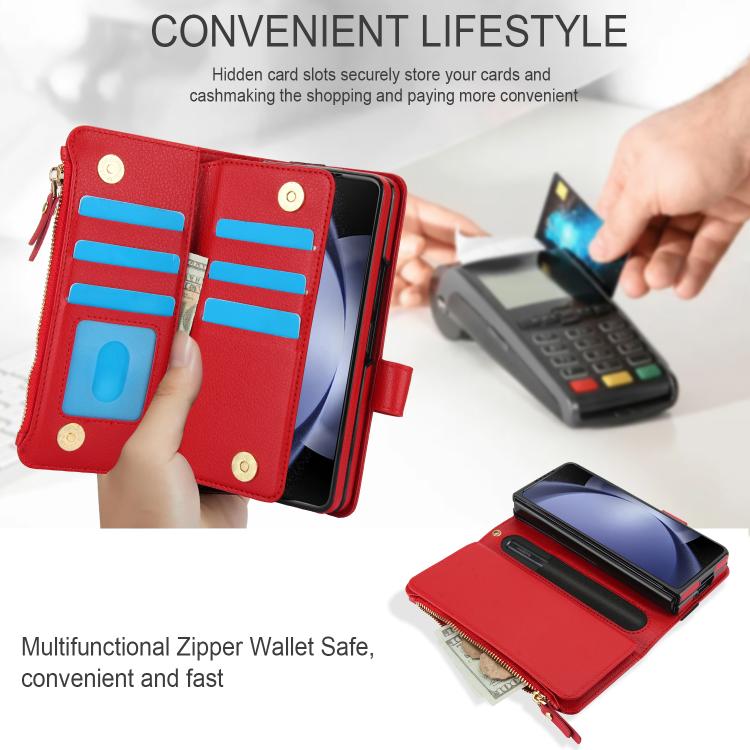 For Samsung Galaxy Z Fold7 Solid Color Wristband Wallet Folding Leather Phone Case with Lanyard