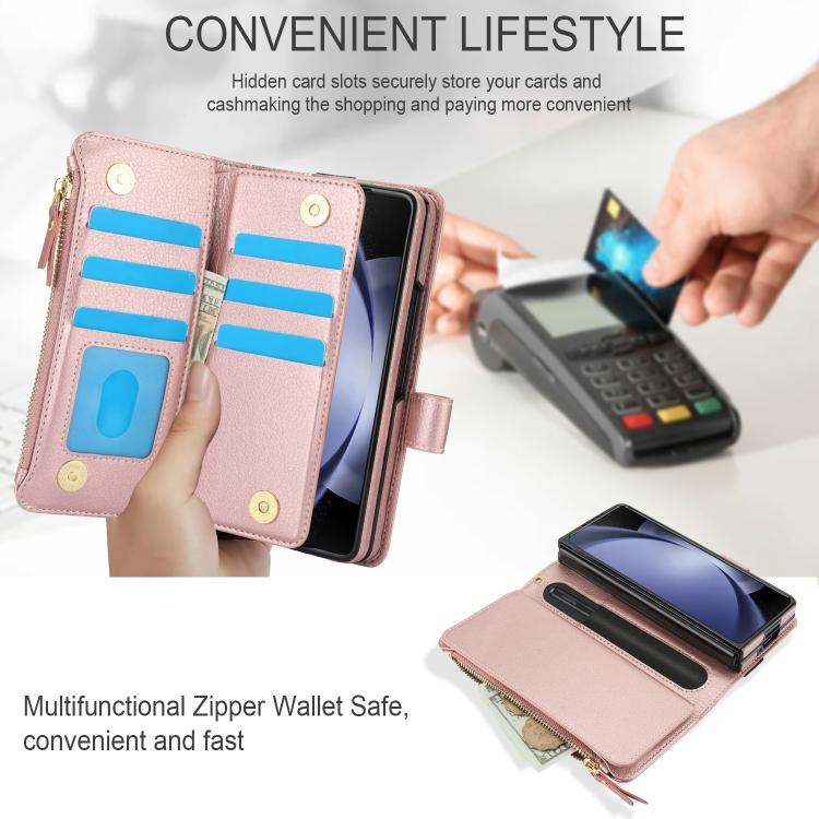 For Samsung Galaxy Z Fold7 Solid Color Wristband Wallet Folding Leather Phone Case with Lanyard