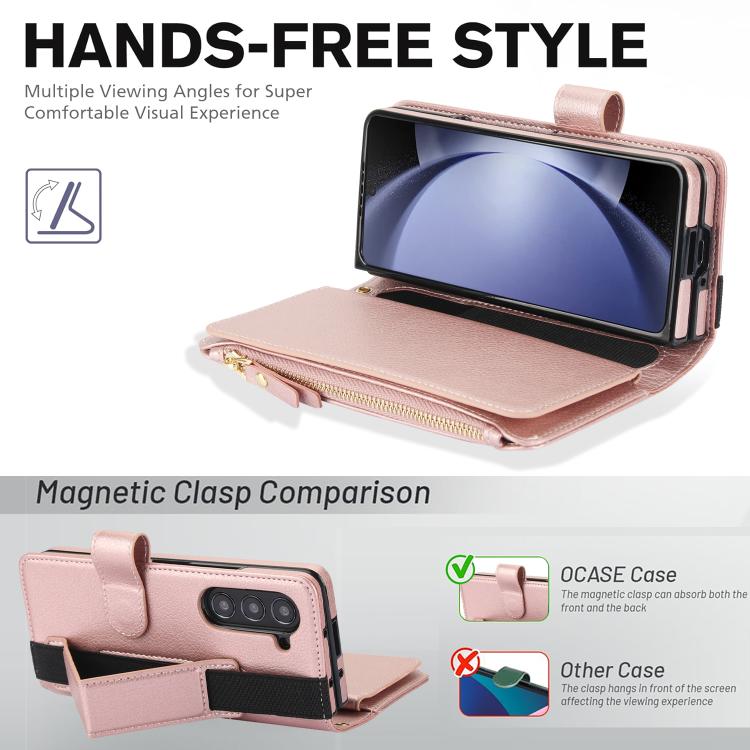 For Samsung Galaxy Z Fold7 Solid Color Wristband Wallet Folding Leather Phone Case with Lanyard