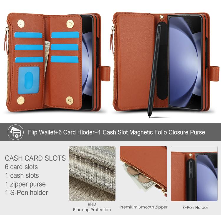 For Samsung Galaxy Z Fold7 Solid Color Wristband Wallet Folding Leather Phone Case with Lanyard