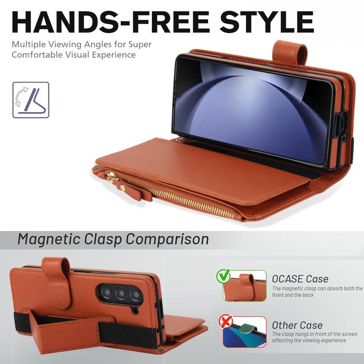 For Samsung Galaxy Z Fold7 Solid Color Wristband Wallet Folding Leather Phone Case with Lanyard