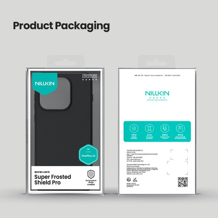 For OnePlus 15 NILLKIN Frosted Shield Pro PC + TPU Phone Case - Black