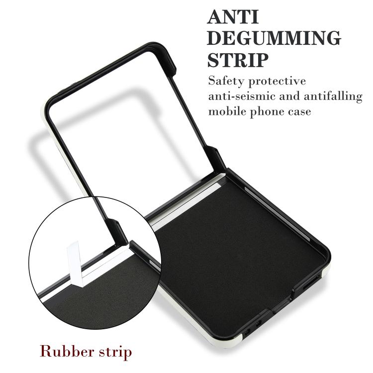 For Samsung Galaxy Z Flip7 5G Rhombic Texture Ring Holder PU Phone Case