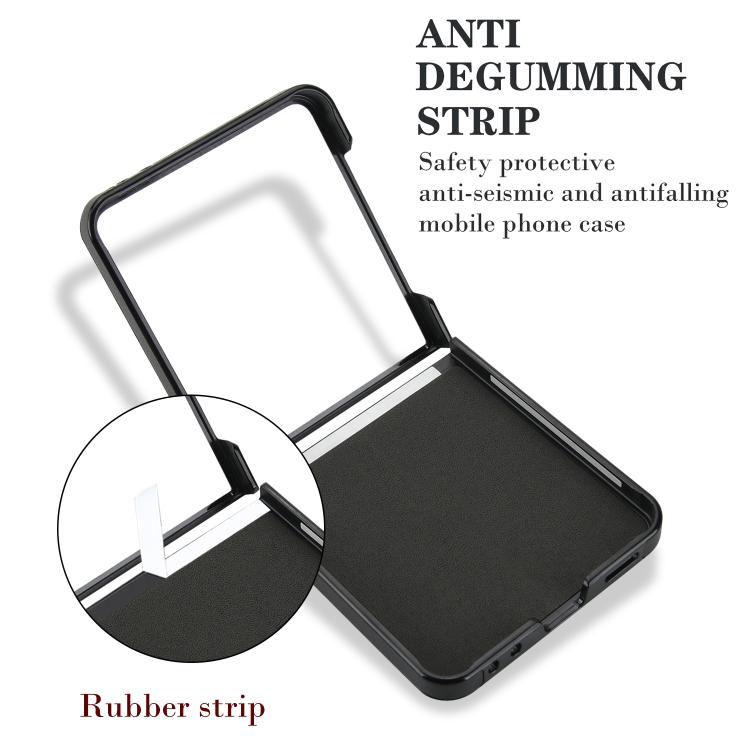 For Samsung Galaxy Z Flip7 5G Rhombic Texture Ring Holder PU Phone Case