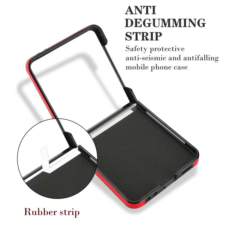 For Samsung Galaxy Z Flip7 5G Rhombic Texture Ring Holder PU Phone Case