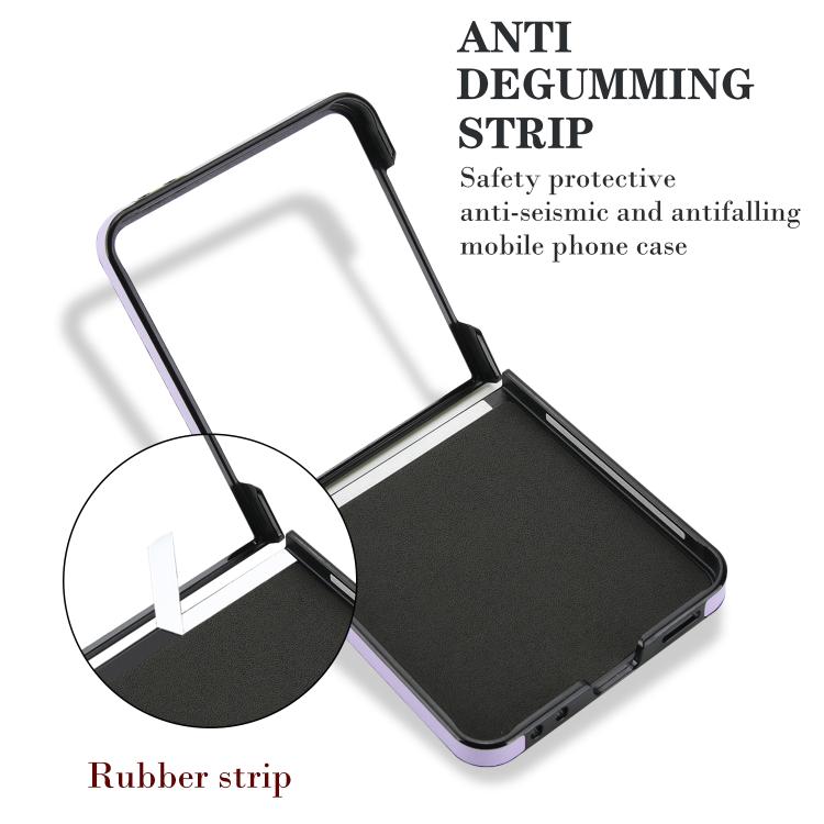 For Samsung Galaxy Z Flip7 5G Rhombic Texture Ring Holder PU Phone Case