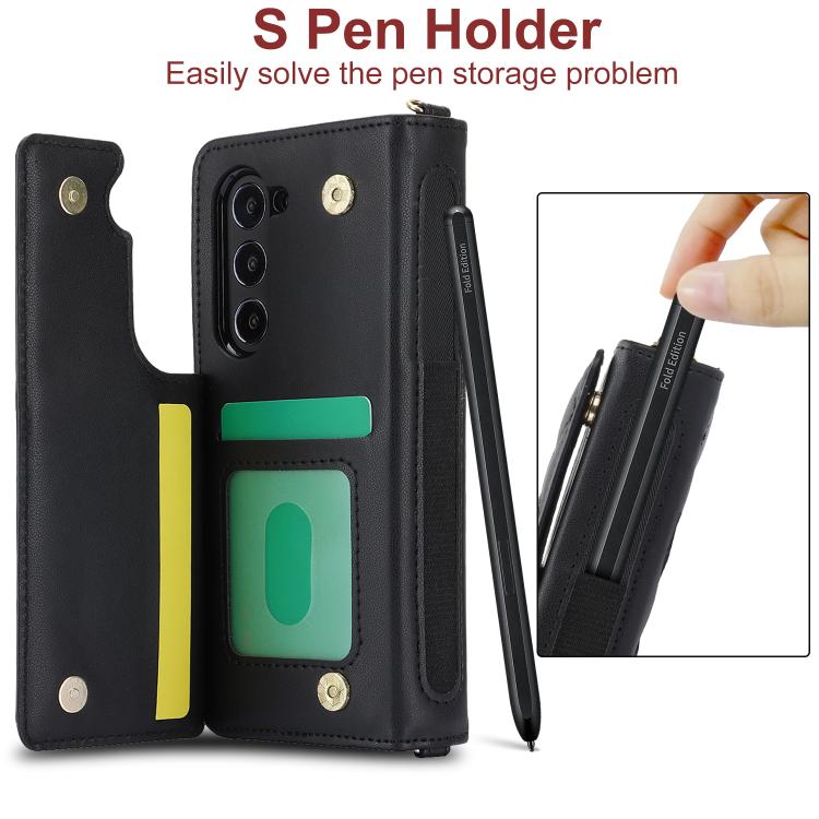 For Samsung Galaxy Z Fold7 Rhombic Texture Crossbody Multifunctional Leather Phone Case