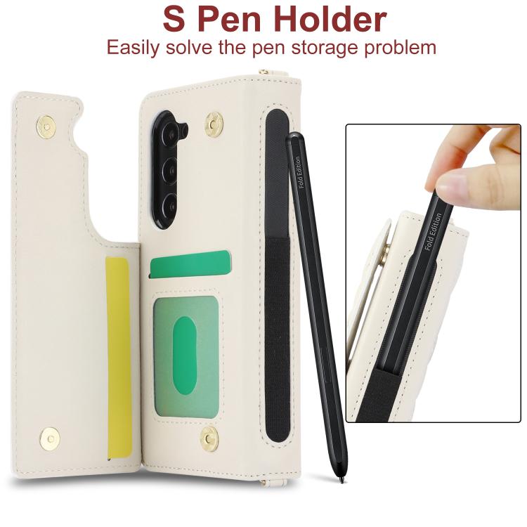 For Samsung Galaxy Z Fold7 Rhombic Texture Crossbody Multifunctional Leather Phone Case