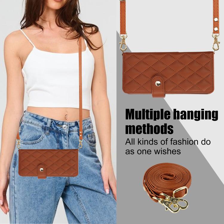 For Samsung Galaxy Z Fold7 Rhombic Texture Crossbody Multifunctional Leather Phone Case
