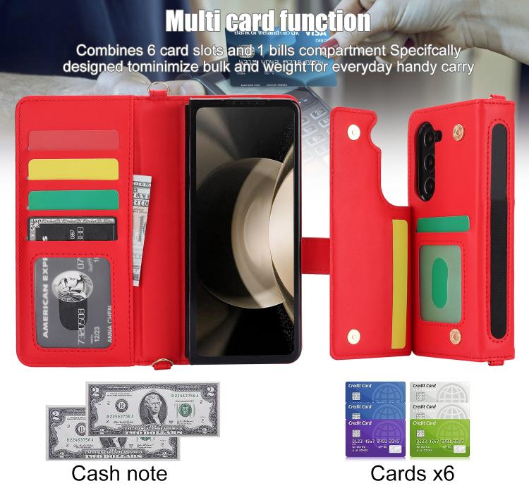 For Samsung Galaxy Z Fold7 Rhombic Texture Crossbody Multifunctional Leather Phone Case