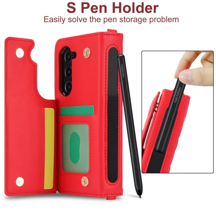 For Samsung Galaxy Z Fold7 Rhombic Texture Crossbody Multifunctional Leather Phone Case