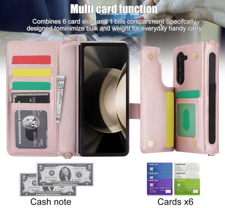 For Samsung Galaxy Z Fold7 Rhombic Texture Crossbody Multifunctional Leather Phone Case