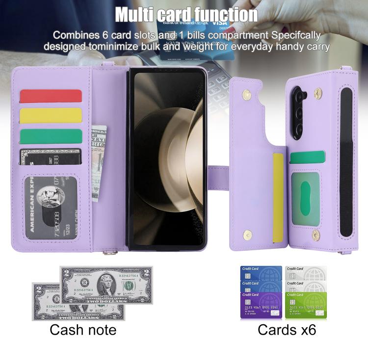 For Samsung Galaxy Z Fold7 Rhombic Texture Crossbody Multifunctional Leather Phone Case
