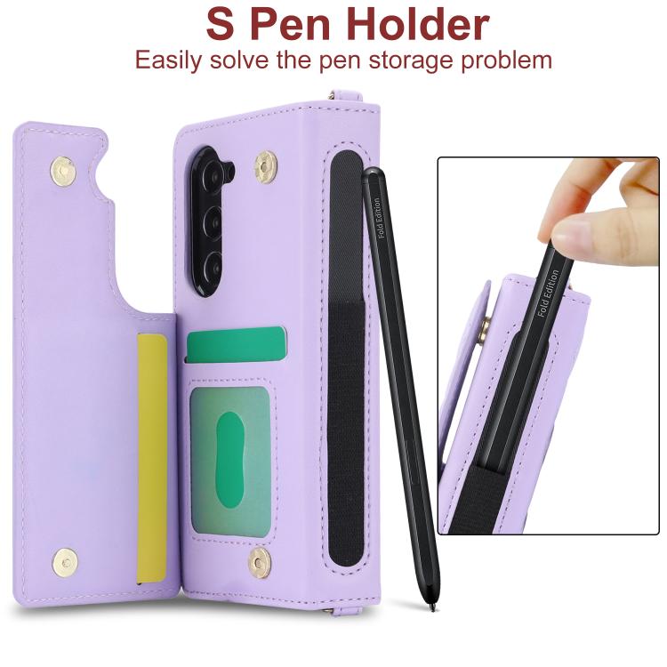 For Samsung Galaxy Z Fold7 Rhombic Texture Crossbody Multifunctional Leather Phone Case