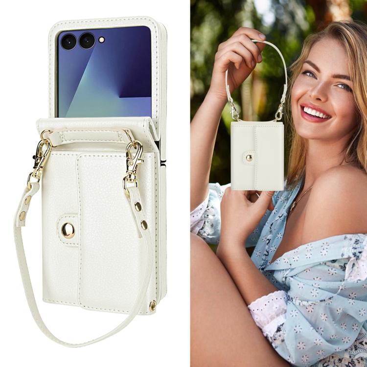 For Samsung Galaxy Z Flip7 5G Solid Color Backpack Wallet Card Slot RFID PU Phone Case