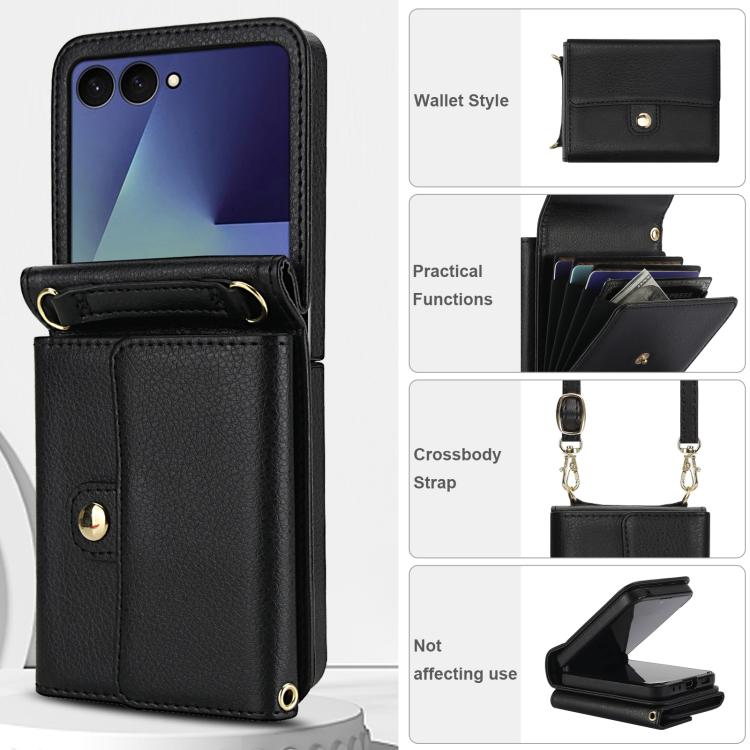 For Samsung Galaxy Z Flip7 5G Solid Color Backpack Wallet Card Slot RFID PU Phone Case