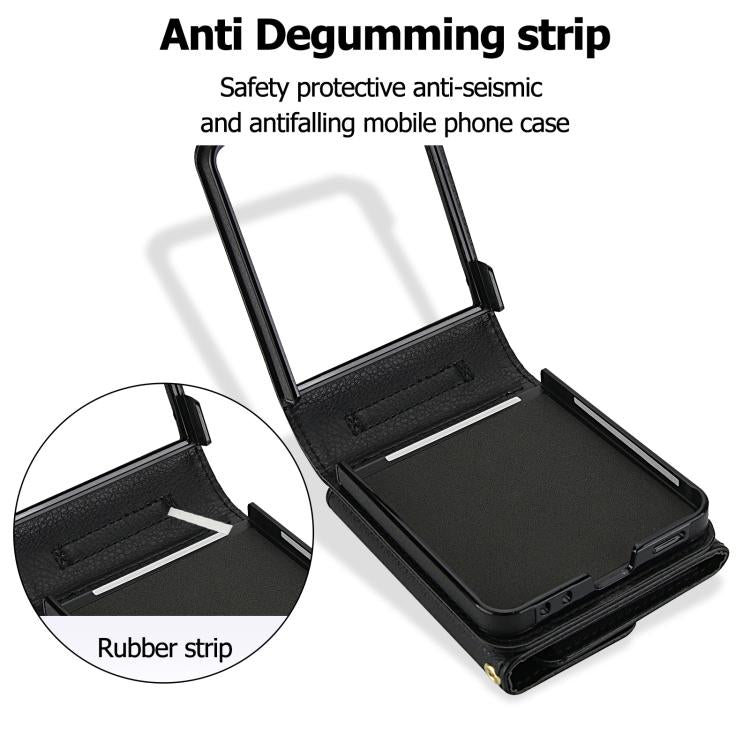 For Samsung Galaxy Z Flip7 5G Solid Color Backpack Wallet Card Slot RFID PU Phone Case