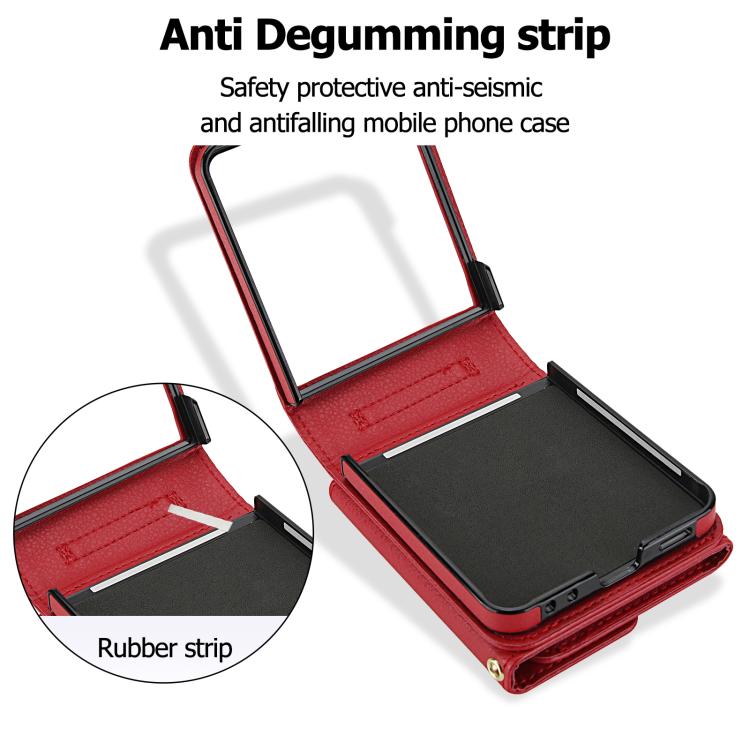 For Samsung Galaxy Z Flip7 5G Solid Color Backpack Wallet Card Slot RFID PU Phone Case