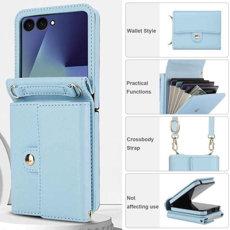 For Samsung Galaxy Z Flip7 5G Solid Color Backpack Wallet Card Slot RFID PU Phone Case