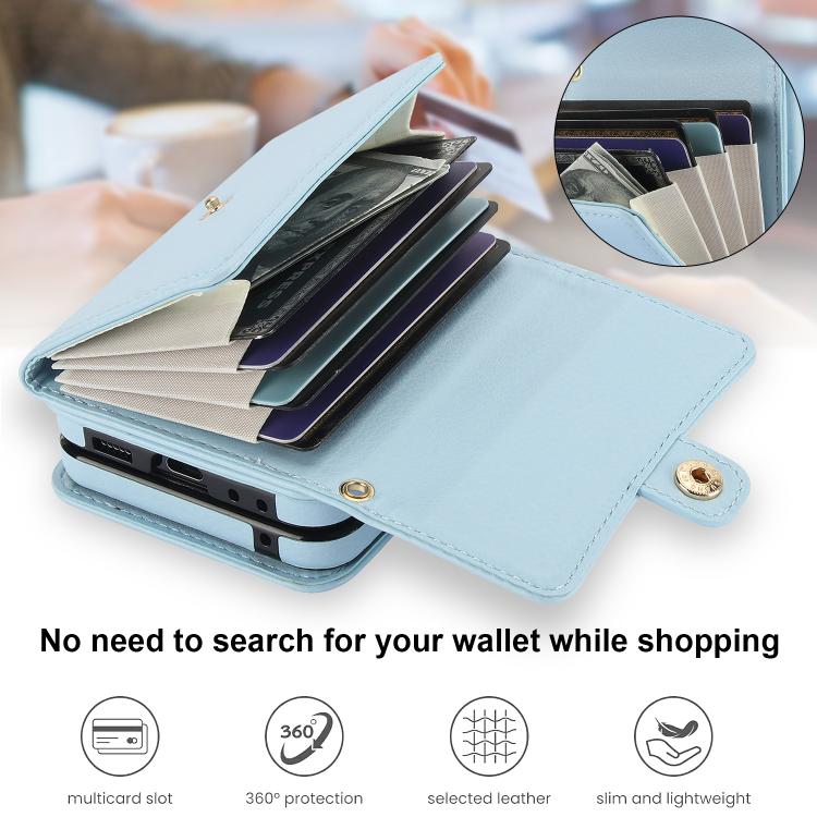 For Samsung Galaxy Z Flip7 5G Solid Color Backpack Wallet Card Slot RFID PU Phone Case