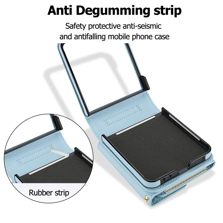For Samsung Galaxy Z Flip7 5G Solid Color Backpack Wallet Card Slot RFID PU Phone Case