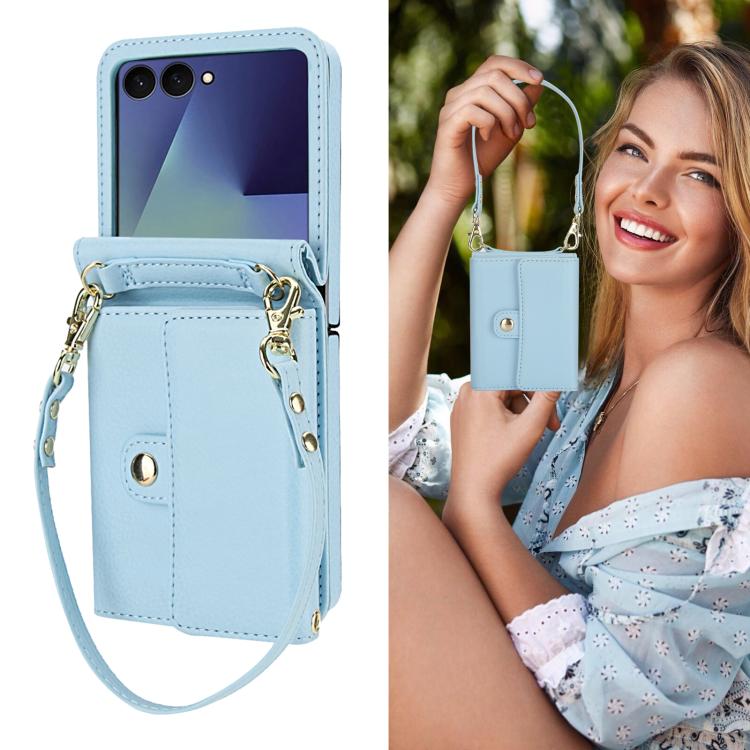 For Samsung Galaxy Z Flip7 5G Solid Color Backpack Wallet Card Slot RFID PU Phone Case