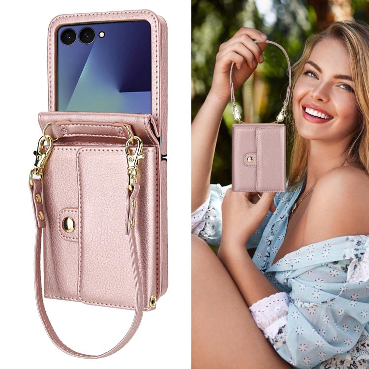 For Samsung Galaxy Z Flip7 5G Solid Color Backpack Wallet Card Slot RFID PU Phone Case