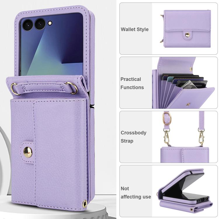 For Samsung Galaxy Z Flip7 5G Solid Color Backpack Wallet Card Slot RFID PU Phone Case