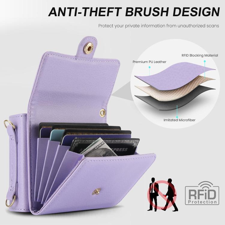 For Samsung Galaxy Z Flip7 5G Solid Color Backpack Wallet Card Slot RFID PU Phone Case
