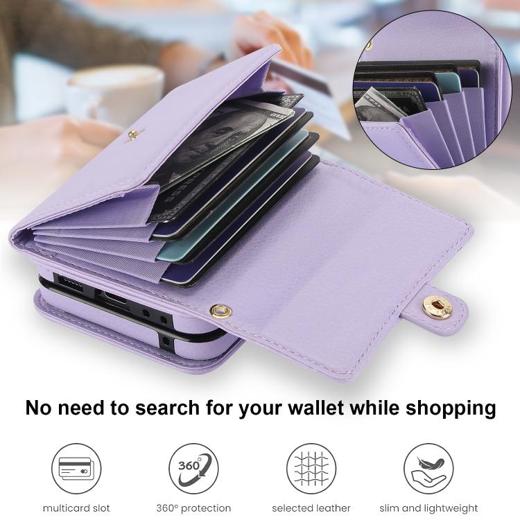 For Samsung Galaxy Z Flip7 5G Solid Color Backpack Wallet Card Slot RFID PU Phone Case