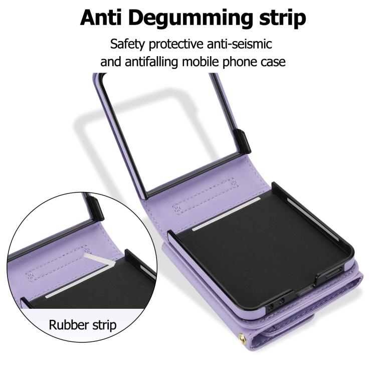 For Samsung Galaxy Z Flip7 5G Solid Color Backpack Wallet Card Slot RFID PU Phone Case