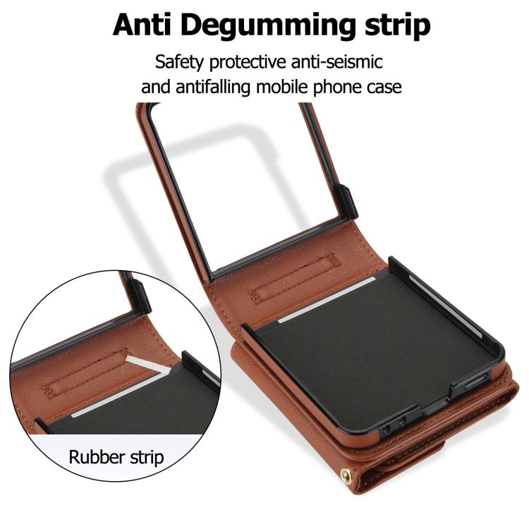For Samsung Galaxy Z Flip7 5G Solid Color Backpack Wallet Card Slot RFID PU Phone Case