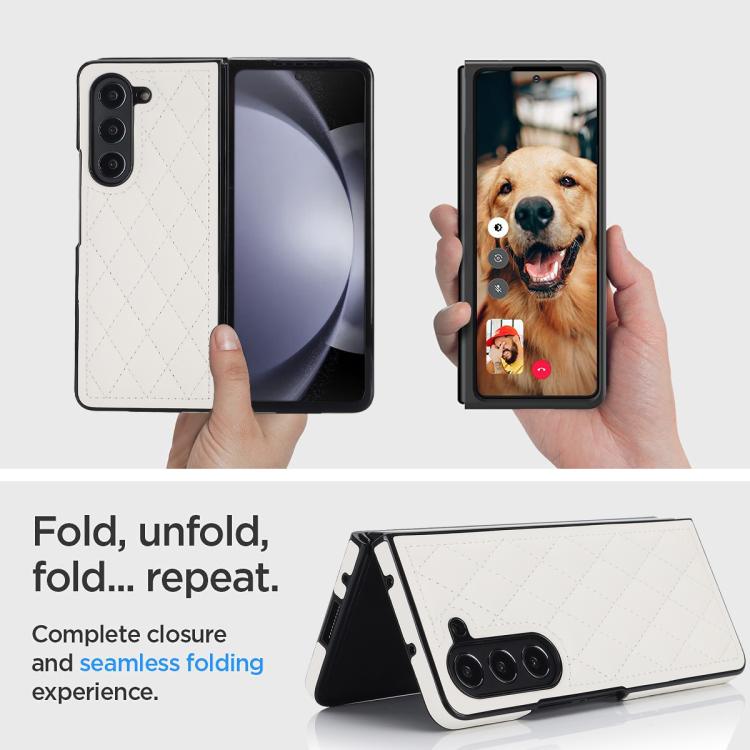 For Samsung Galaxy Z Fold7 5G Rhombic Fold Leather Phone Case