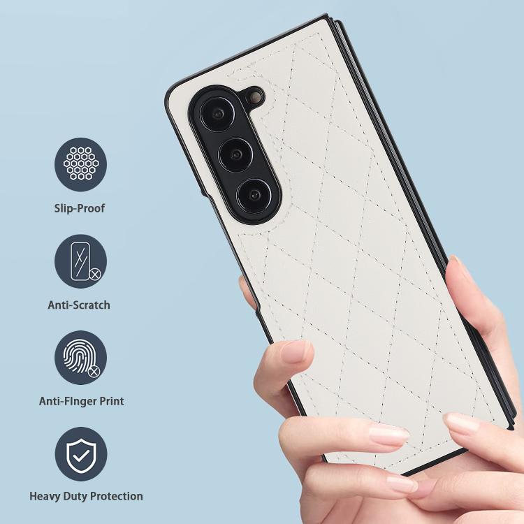For Samsung Galaxy Z Fold7 5G Rhombic Fold Leather Phone Case