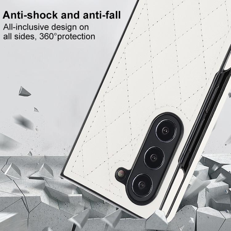 For Samsung Galaxy Z Fold7 5G Rhombic Fold Leather Phone Case