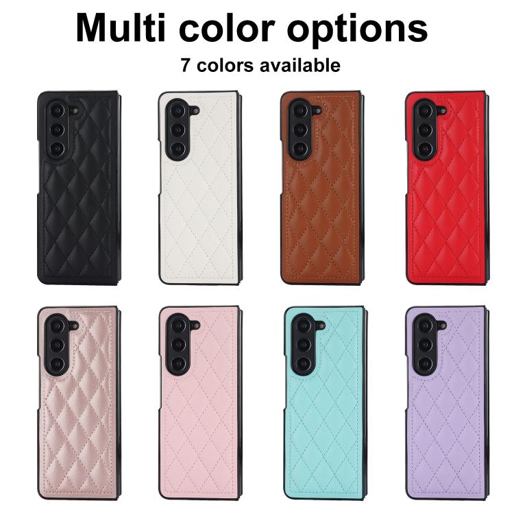 For Samsung Galaxy Z Fold7 5G Rhombic Fold Leather Phone Case