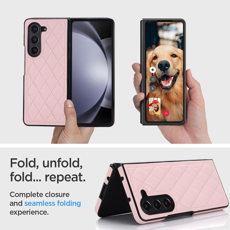 For Samsung Galaxy Z Fold7 5G Rhombic Fold Leather Phone Case