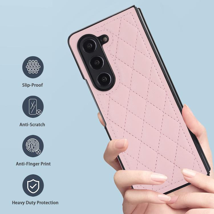 For Samsung Galaxy Z Fold7 5G Rhombic Fold Leather Phone Case