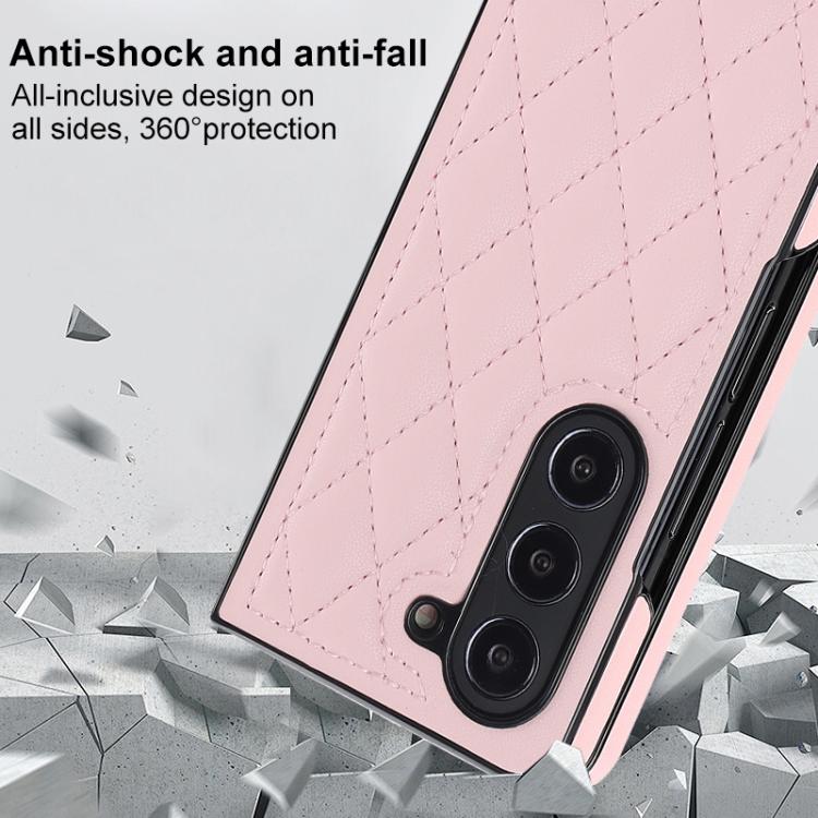 For Samsung Galaxy Z Fold7 5G Rhombic Fold Leather Phone Case