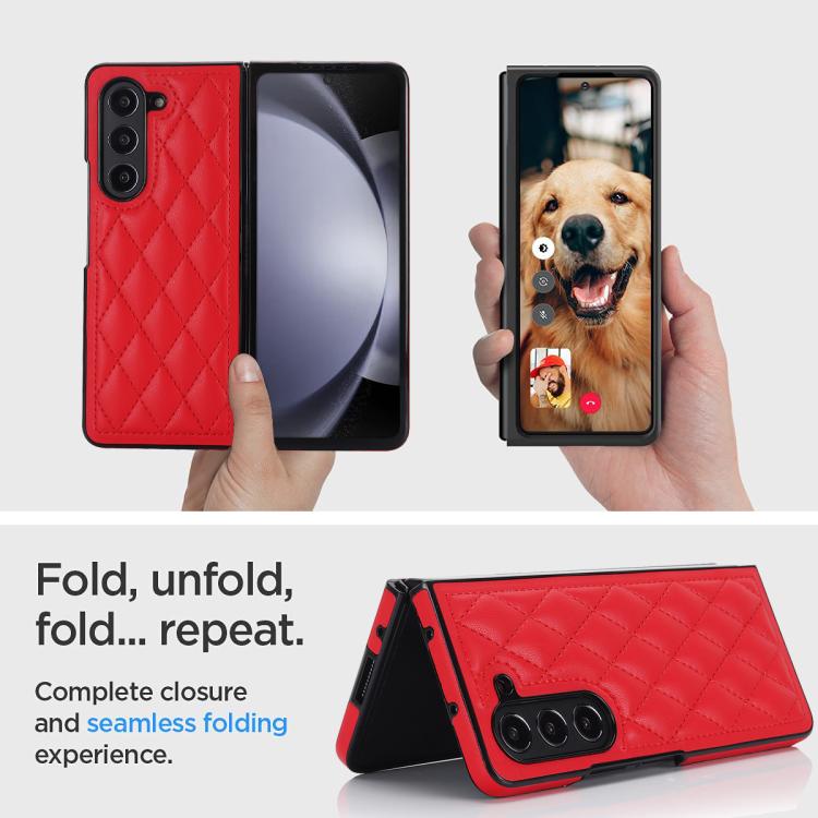 For Samsung Galaxy Z Fold7 5G Rhombic Fold Leather Phone Case